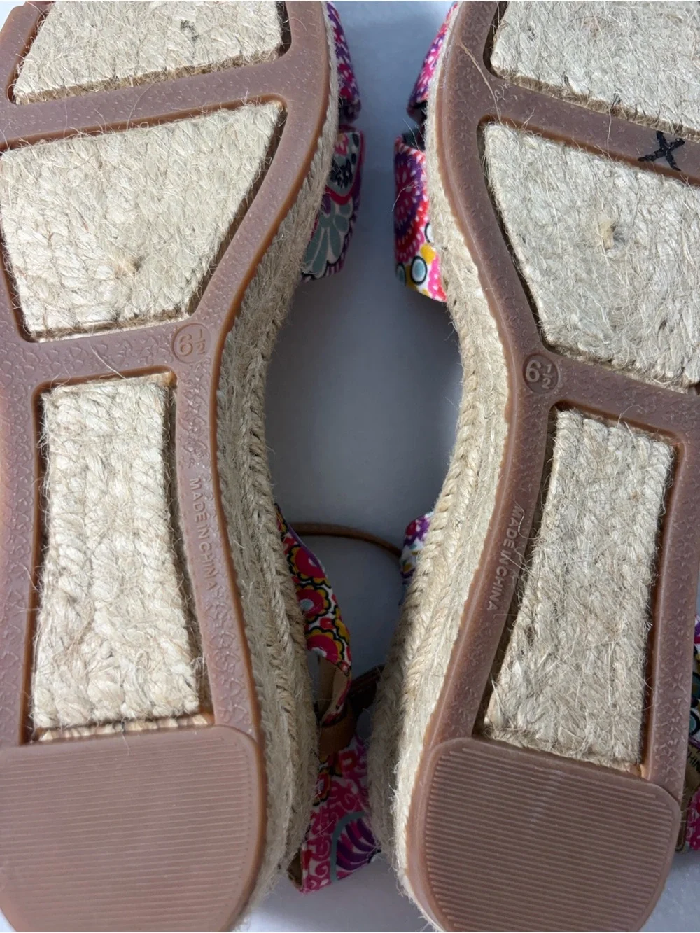 Talbots Women's Pink Patterned‎ Knot Espadrille Wedge Sandals